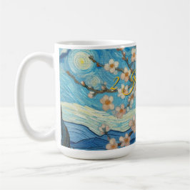 Caneca De Café aniversário de 21 anos Almond floresce creme azul