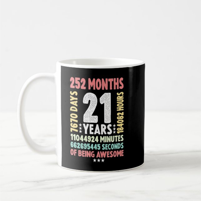 Caneca De Café aniversário de 21 anos com 21 anos de idade, retro (Esquerda)