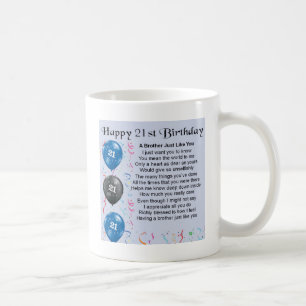 Caneca De Café Aniversário de 21 anos do poema do irmão