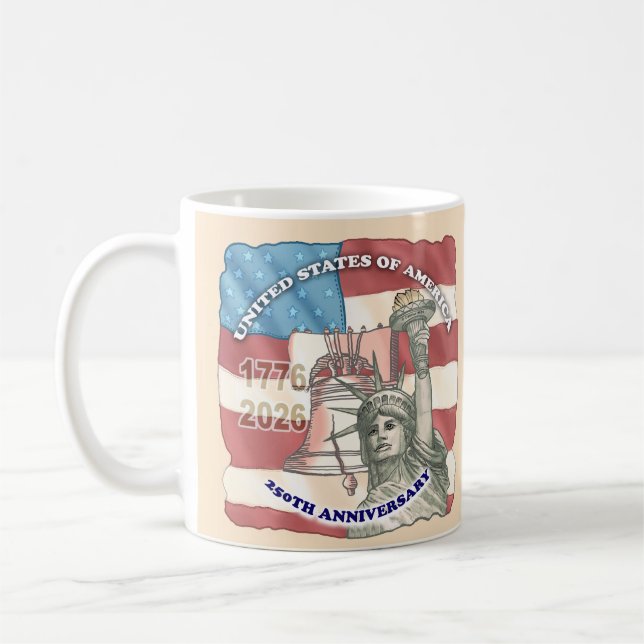 Caneca De Café Aniversário de 250 anos dos EUA (Esquerda)