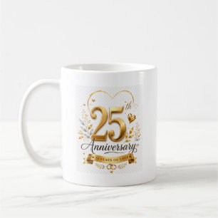 Caneca De Café Aniversário de 25 anos Design Dourado de 25 Anos d