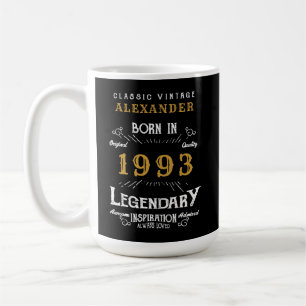 Caneca De Café aniversário de 30 anos 1993 Adicione Seu Nome Lege