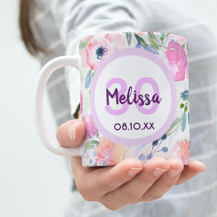 Caneca De Café aniversário de 30 anos boho flores cor-de-rosa-d'á
