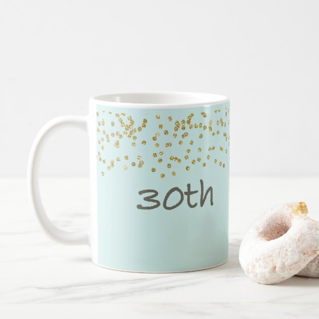 Caneca De Café aniversário de 30 anos Confetti (Com Donut)