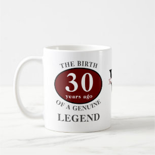 Caneca De Café aniversário de 30 anos Monograma Legenda Adicionar