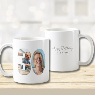 Caneca De Café Aniversário de 30 anos personalizado com duas foto