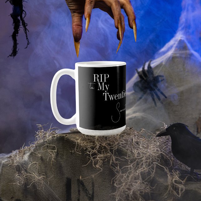 Caneca De Café ANIVERSÁRIO DE 30 ANOS preto 20s RIP branco (Criador carregado)