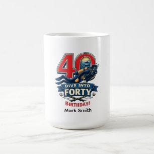 Caneca De Café Aniversário de 40 anos de mergulho