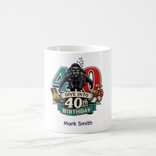 Caneca De Café Aniversário de 40 anos de mergulho