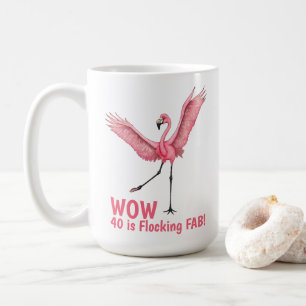 Caneca De Café Aniversário de 40 anos Flamingo Fabuloso