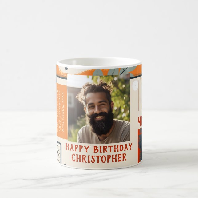 Caneca De Café Aniversário de 40 anos masculino Moderno das cores (Centro)