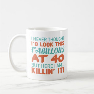 Caneca De Café aniversário de 40 anos para mulheres fabulosas