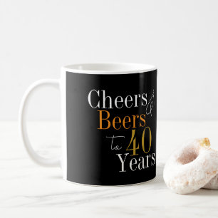 Caneca De Café aniversário de 40 anos Party Cheers Beer Black Dou