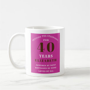 Caneca De Café aniversário de 40 anos Vibrant Pink Adicione Seu N