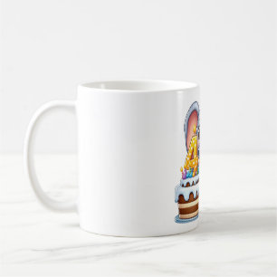 Caneca De Café Aniversário de 4 anos do Elefante Fofo