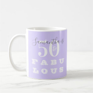 Caneca De Café Aniversário de 50 anos 50 Lilás Personalizado Fabu