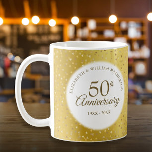 Caneca De Café Aniversário de 50 anos de Casamento Confetes de Co
