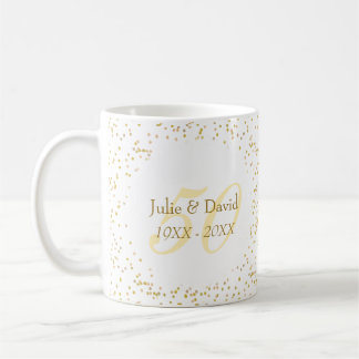 Caneca De Café Aniversário de 50 anos de Casamento Confetes de Pó