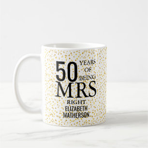 Caneca De Café Aniversário de 50 anos de casamento Mrs Right Fun 