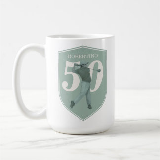 Caneca De Café Aniversário de 50 anos Golfer Préppy Vintage Verde