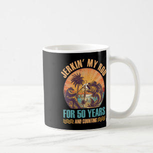 Caneca De Café Aniversário de 50 anos Para Pescador Sacudindo Min