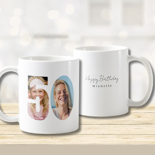 Caneca De Café Aniversário de 50 anos personalizado com duas foto