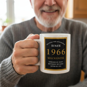 Caneca De Café Aniversário de 60 anos personalizado 1966 Preto Do