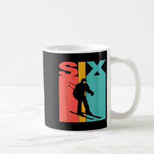 Caneca De Café Aniversário de 6 Aniversário Retro Esqui Aos 6 Ano