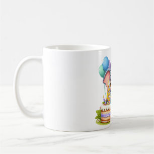 Caneca De Café Aniversário de 6 anos do Elefante Fofo