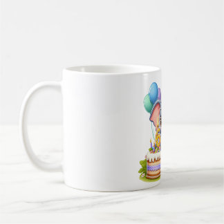 Caneca De Café Aniversário de 6 anos do Elefante Fofo