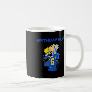 Caneca De Café Aniversário De 6 Anos Menino Azul E Bysketbyl Amar