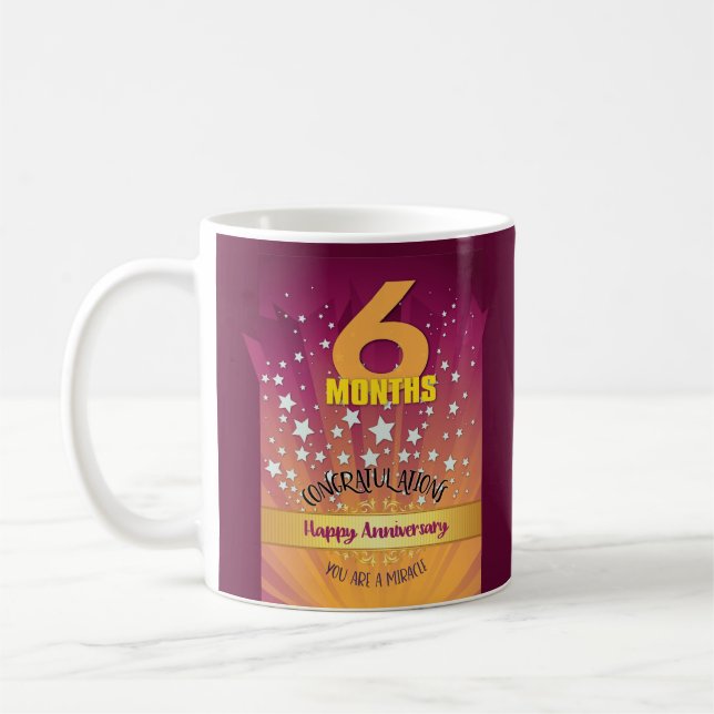 Caneca De Café Aniversário de 6 Meses de Recuperação CUSTOM Numer (Esquerda)