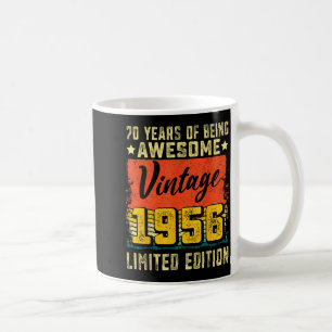 Caneca De Café Aniversário de 70 anos Vintage 1956 Decoração de 7
