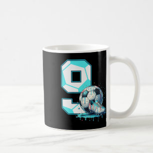 Caneca De Café Aniversário de 9 anos de Futebol Sorvete Drip Bday