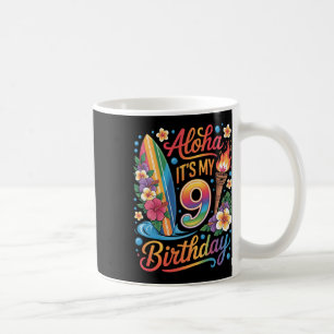 Caneca De Café Aniversário de 9 anos no Havaí Férias Tropicais Cr