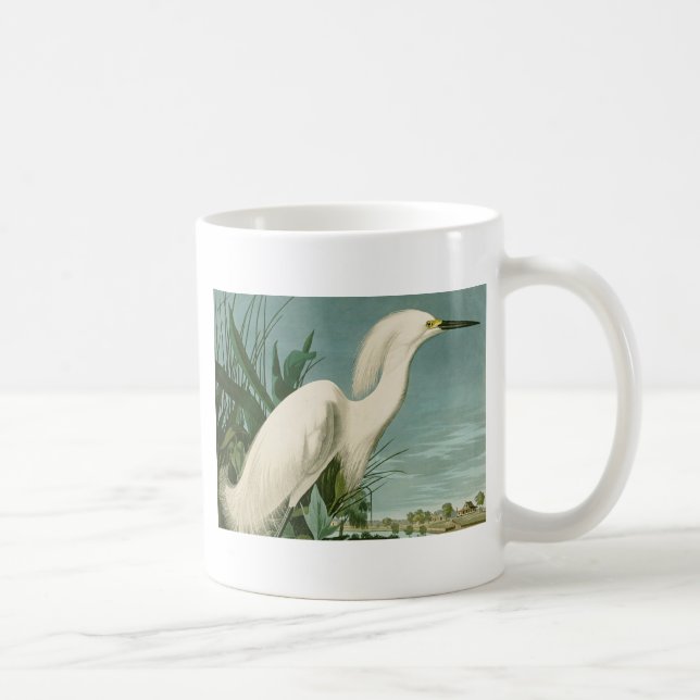 Caneca De Café Aniversário de Ave-de-Egrete Branca de Audubon Sno (Direita)