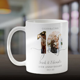 Caneca De Café Aniversário de Casamento de 10 Anos Moderno 2 Foto