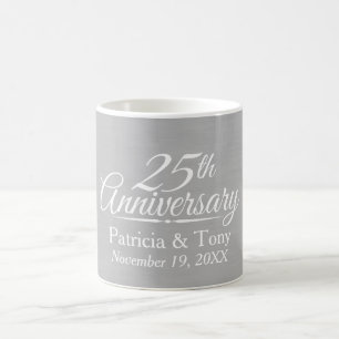Caneca De Café Aniversário de Casamento de 25 Personalizado