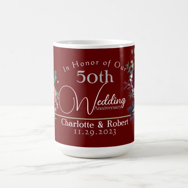 Caneca De Café Aniversário de Casamento de Casais Vermelhos Perso (Centro)