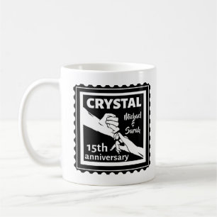 Caneca De Café Aniversário de casamento de Crystal 15 com mãos da