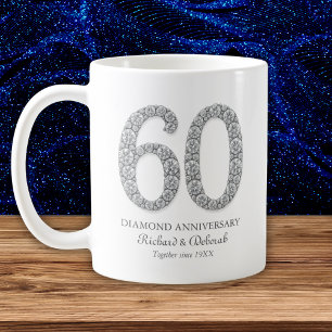Caneca De Café Aniversário de Casamento de Diamante de 60 Anos