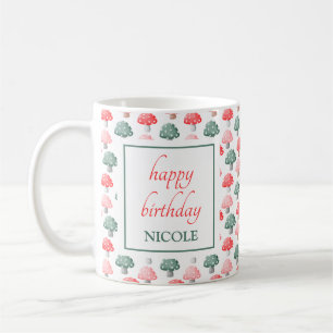 Caneca De Café Aniversário de Cogumelo Colorido Cónico Whimsic