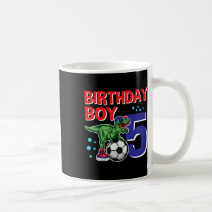 Caneca De Café Aniversário de Dinossauro Menino de 5 Anos Futebol