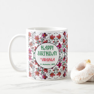 Caneca De Café ANIVERSÁRIO DE FLORES DE DOIS VERMELHOS primavera
