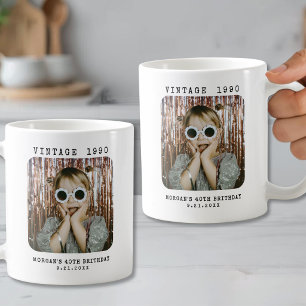 Caneca De Café Aniversário de Foto Vintage