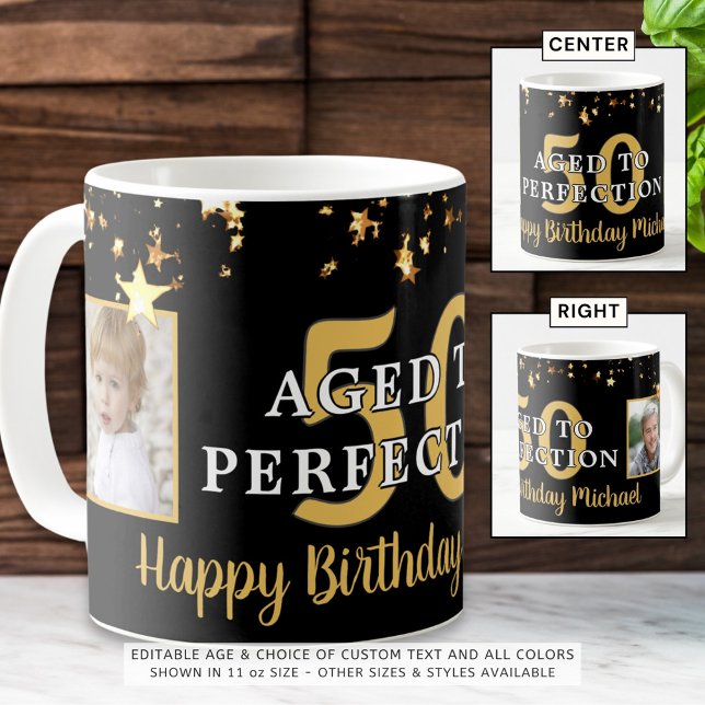 Caneca De Café Aniversário de Idade para Perfeição de Estrelas Do (Criador carregado)