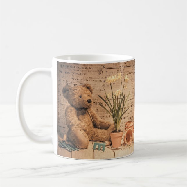 Caneca De Café Aniversário de jardinagem do urso de ursinho ou a (Esquerda)