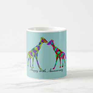 Caneca De Café Aniversário de Luv 40th do girafa