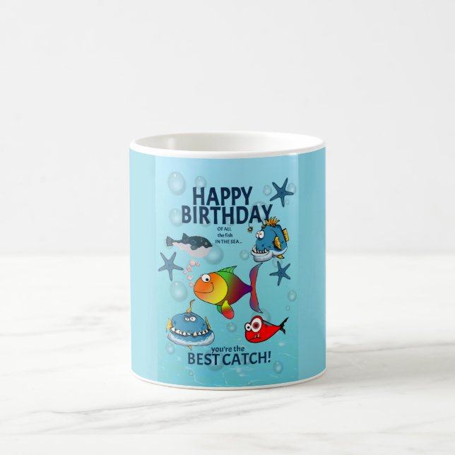 Caneca De Café Aniversário de Peixe Divertido (Centro)
