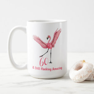 Caneca De Café Aniversário de Sessenta Flocando Flamingo Incrível